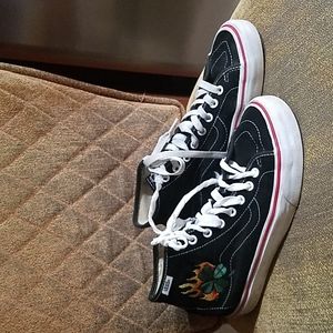 Vans SK8-Hi Flaming Dice Tattoo Lace Up High Top Sneakers Shoes Multicolor
